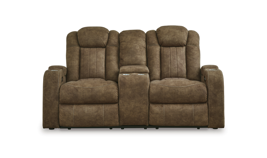 Wolfridge Leather 2 Seater Power Reclining Loveseat With Cup Holder Storage