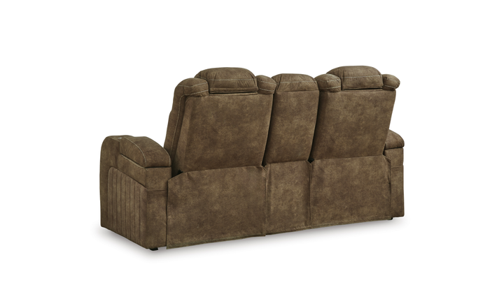 Wolfridge Leather 2 Seater Power Reclining Loveseat With Cup Holder Storage