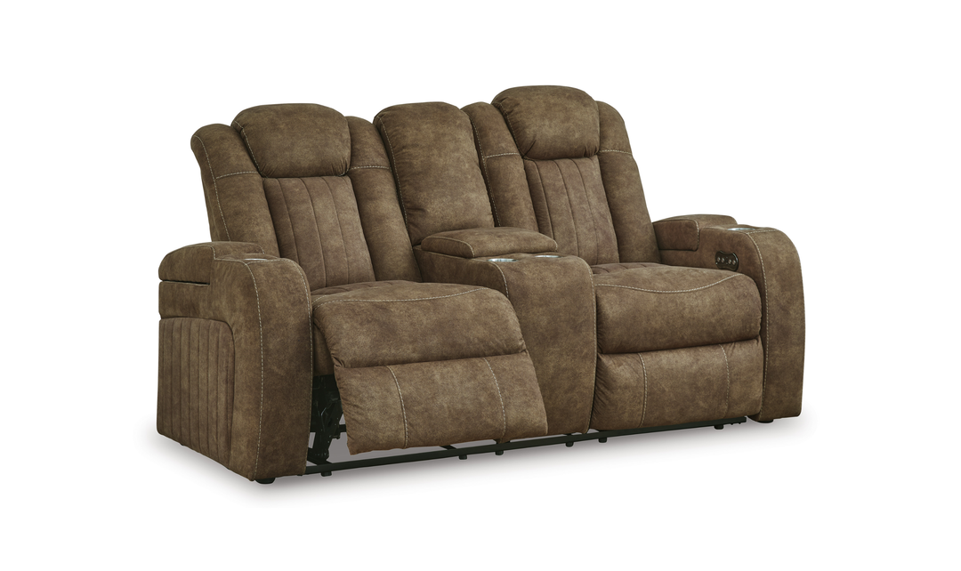 Wolfridge Leather 2 Seater Power Reclining Loveseat With Cup Holder Storage