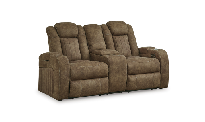 Wolfridge Leather 2 Seater Power Reclining Loveseat With Cup Holder Storage
