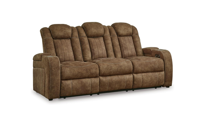 Wolfridge Leather 3 Seater Power Reclining Sofa with Adjustable Headrest - Jennifer Furniture