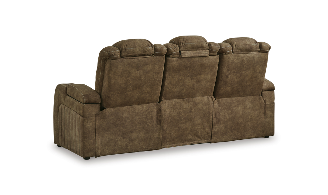 Wolfridge Leather 3 Seater Power Reclining Sofa with Adjustable Headrest - Jennifer Furniture