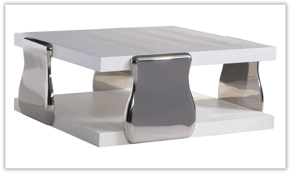 Yuma Square Cocktail Table with Stainless Steel Legs