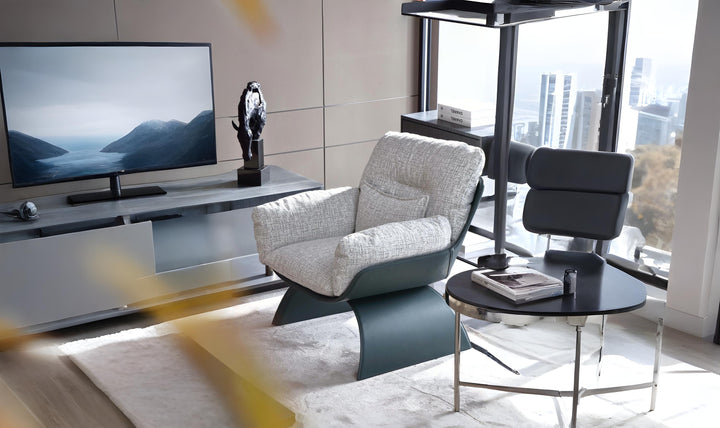 Klaussner Spazio Light Gray Leather Lounge Chair