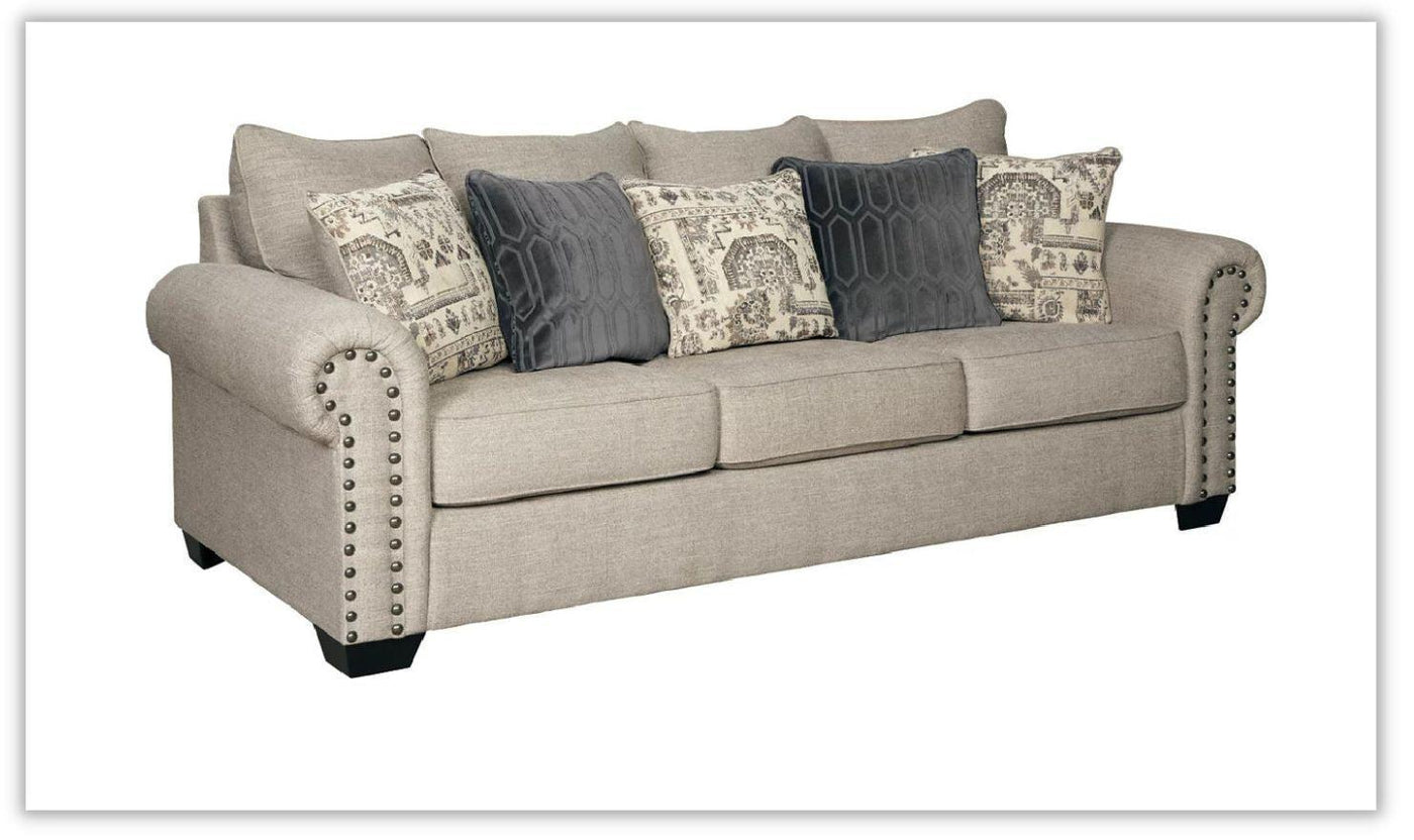 Zarina Stationary Fabric Sleeper Sofa in Jute Beige