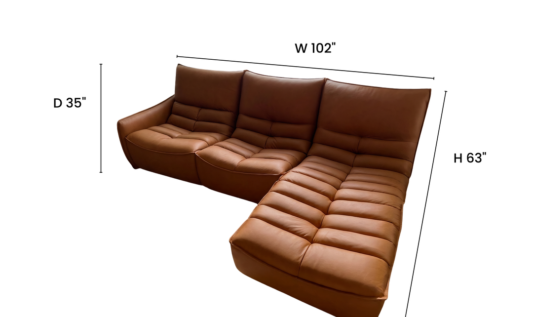Calia Italia Zip Relax Leather Sectional Sofa With Chaise Lounge - Jennifer Furniture
