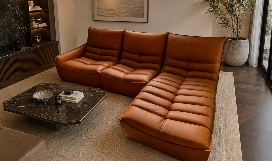 Calia Italia Zip Relax Leather Sectional Sofa With Chaise Lounge - Jennifer Furniture
