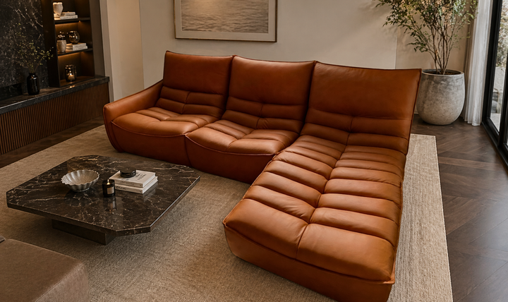 Calia Italia Zip Relax Leather Sectional Sofa With Chaise Lounge - Jennifer Furniture