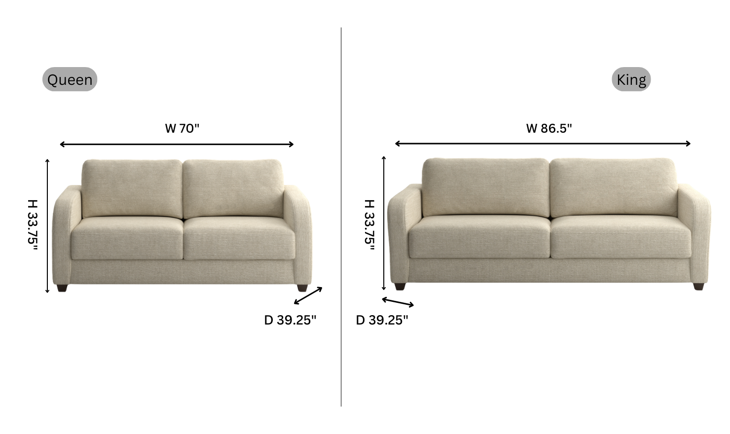 Luonto Aspen Sleeper Sofa With Nest Function (King / Queen Size)
