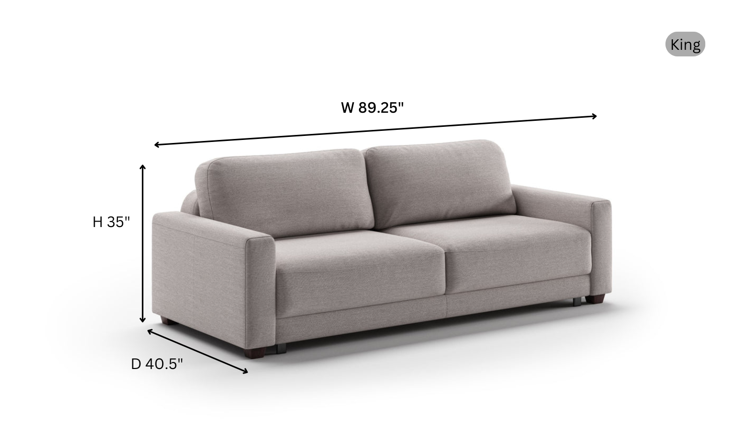 Luonto Belton Fabric Sofa Sleeper with Gas Springs & Power Option