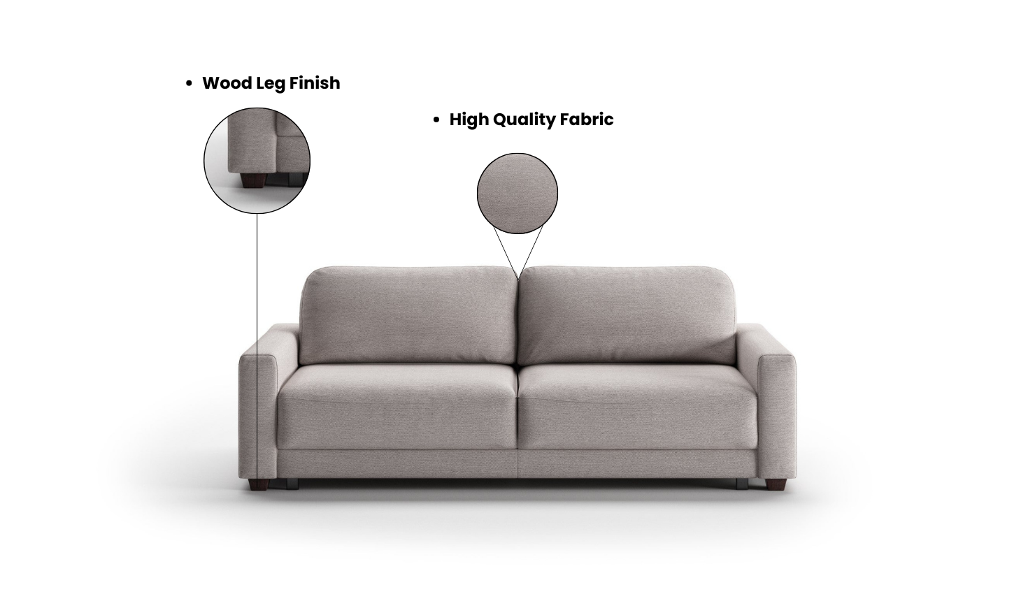Luonto Belton Fabric Sofa Sleeper with Gas Springs & Power Option