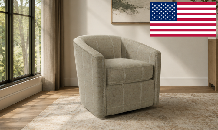 Klaussner Crestview Fabric Swivel Accent Chair with Barrel Back-Jennifer Furniture