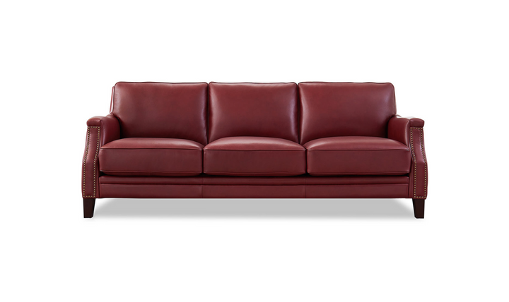 Camano 3 Seater 84'' Leather Sofa With Nail-Head Finish-Jennifer Furniture 