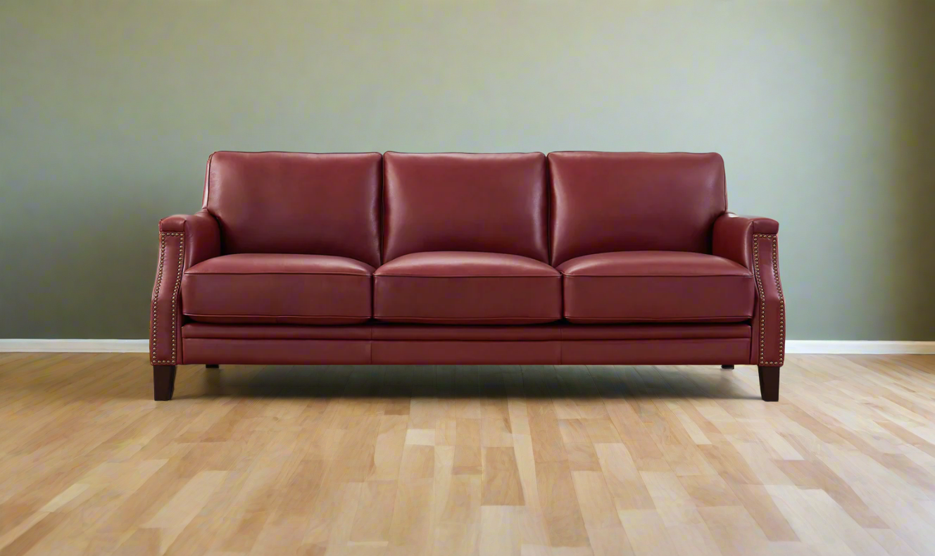 Hydeline Camano Leather Living Room Set with Nailhead Finish