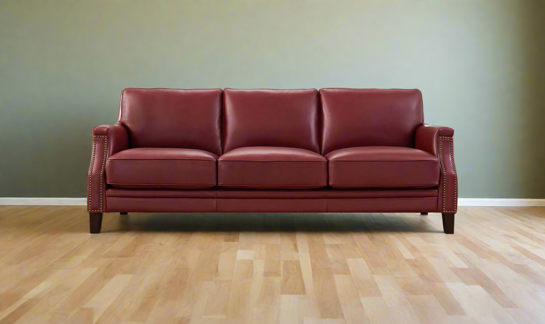 Hydeline Camano Leather Living Room Set with Nailhead Finish