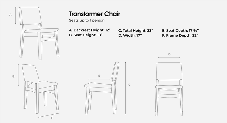 Transformer Table Wooden Dining Chair with Ergonomic lumbar support