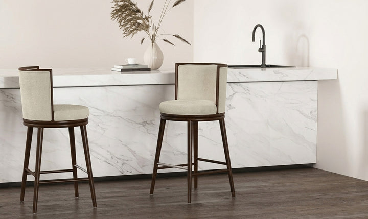 Manhattan Comfort Evalyn Wooden Upholstered Barstool-Jennifer Furniture