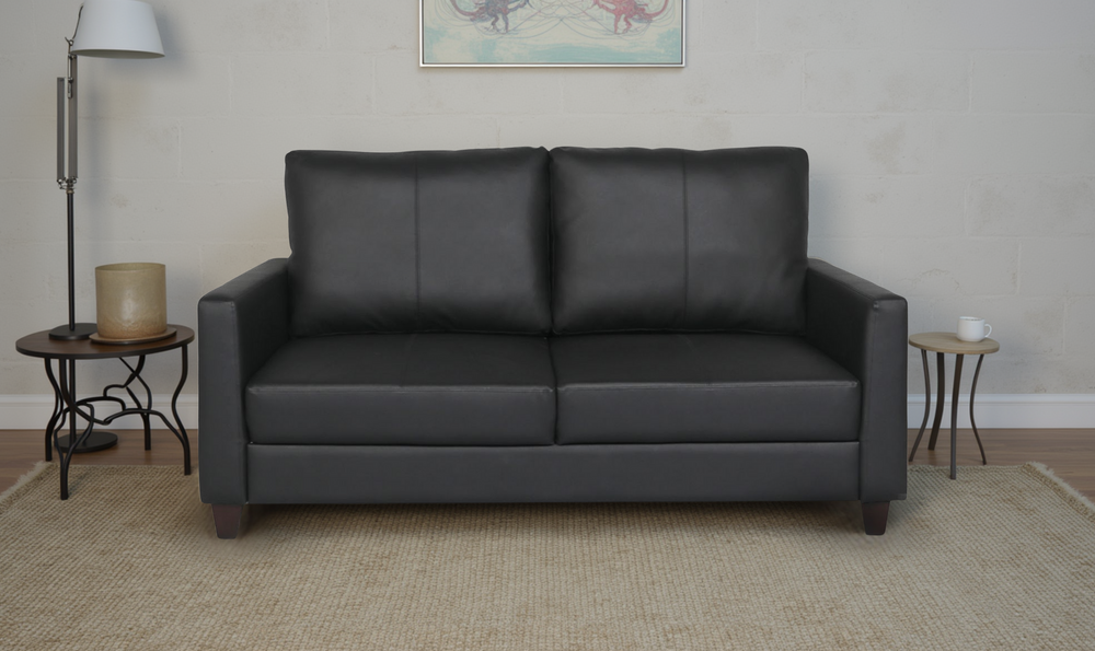 Cuddle Queen Leather Sleeper Sofa With Wood and Chrome Legs-Jennifer Furniture