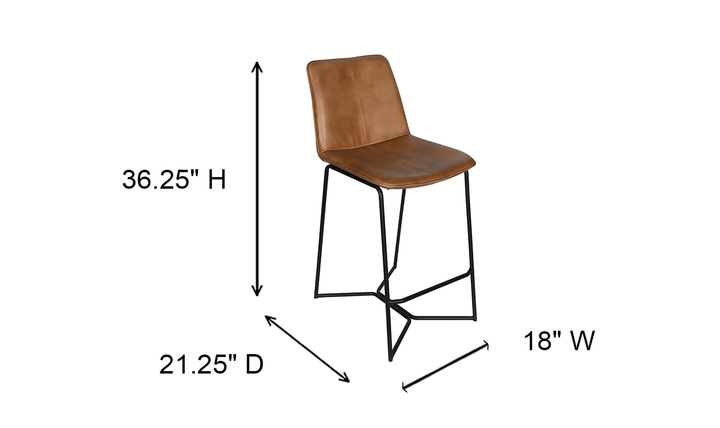 HTD Essex Morgan Leather Upholstered Counter Chair With Iron Legs