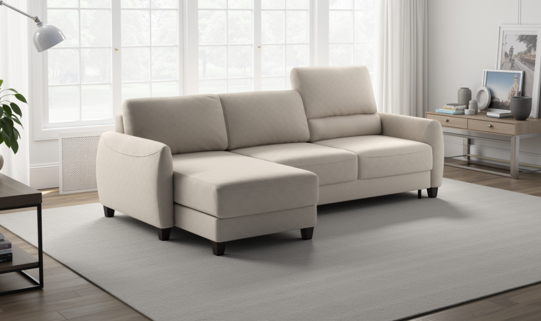 Luonto Delta L-shaped Fabric Sectional Sleeper with storage-Jennifer Furniture