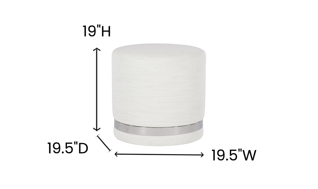 Bernhardt Silhouette Fabric Upholstered Round Ottoman in White