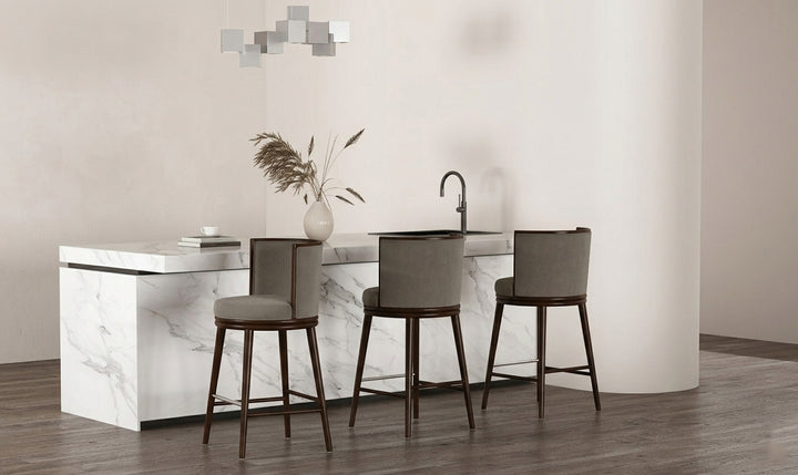 Manhattan Comfort Evalyn Wooden Upholstered Barstool
