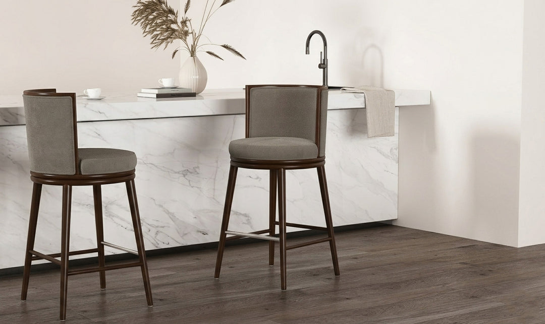 Manhattan Comfort Evalyn Wooden Upholstered Barstool-Jennifer Furniture
