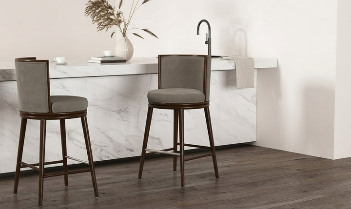 Manhattan Comfort Evalyn Wooden Upholstered Barstool-Jennifer Furniture
