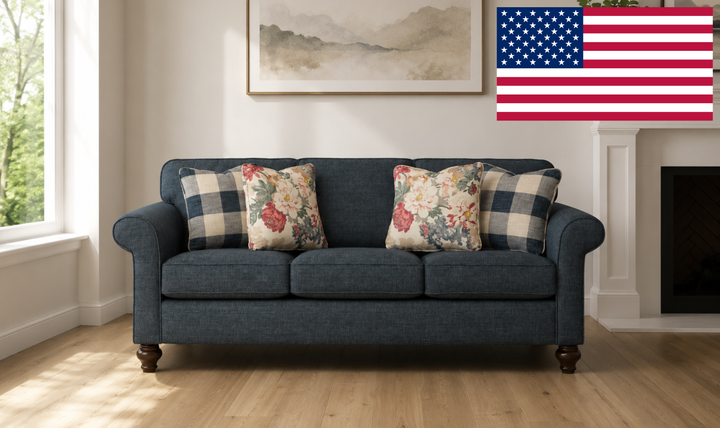 Klaussner Casaford Fabric 3 Over 3 Sofa with Soft Curved Arms-Jennifeer Furniture