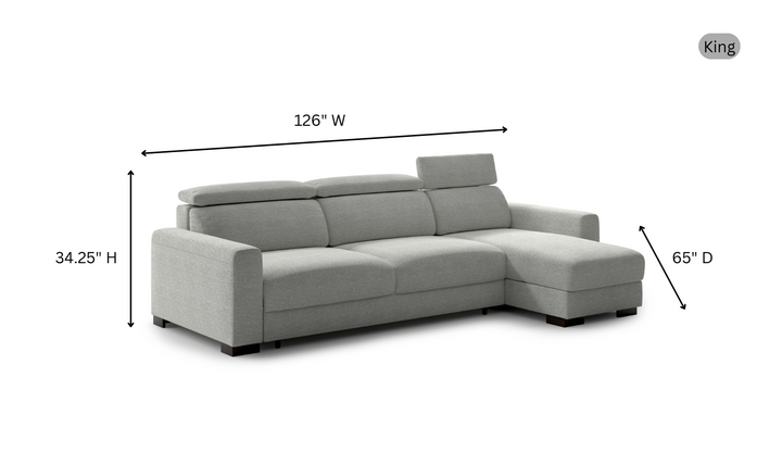 Luonto Elliot Fabric Reversible Chaise Sleeper Sectional Sofa (King/Queen)