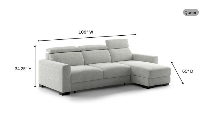 Luonto Elliot Fabric Reversible Chaise Sleeper Sectional Sofa (King/Queen)