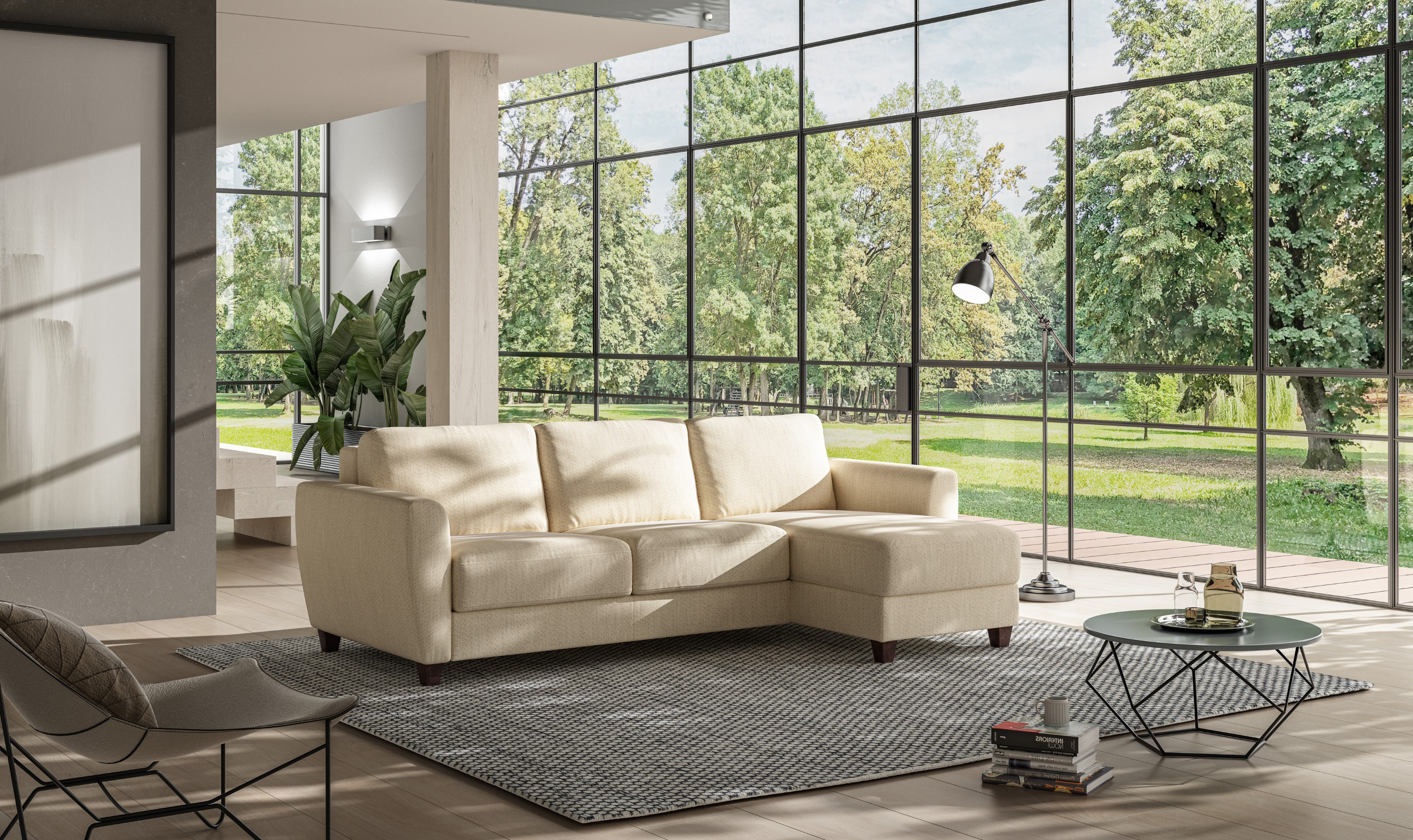 Luonto Harper L-shaped Fabric Sectional Sleeper Sofa-Jennifer Furniture