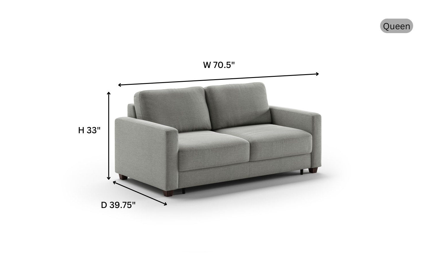 Luonto Hampton Stone Fabric Sleeper Sofa with Foam Mattress-Jennifer Furniture