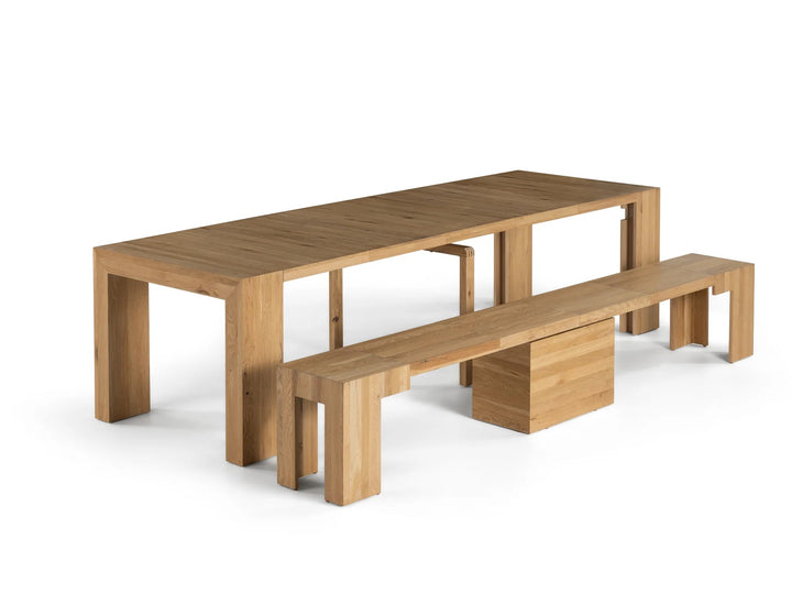 Transformer Table Extendable Wooden Dining Bench