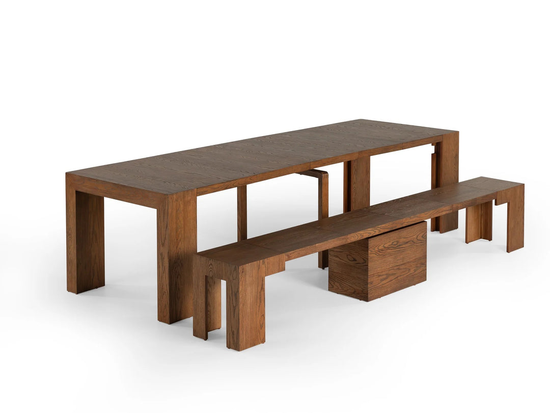 Transformer Table Extendable Wooden Dining Bench