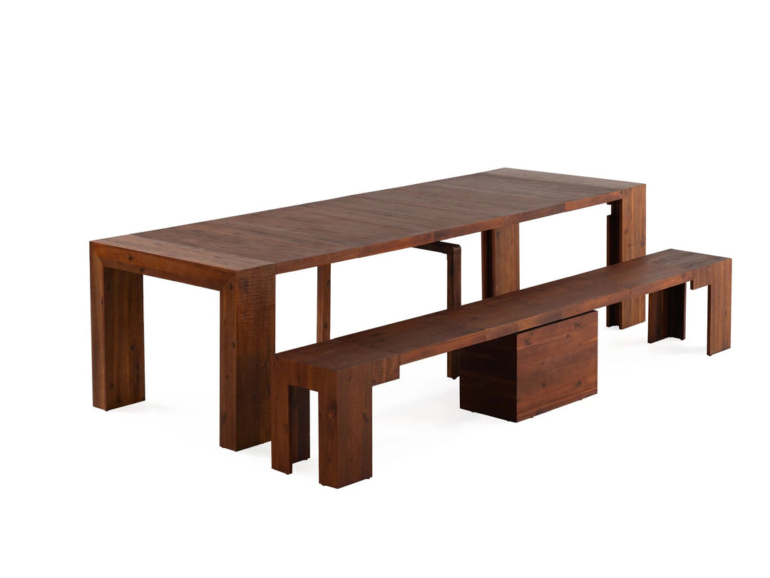 Transformer Table Extendable Wooden Dining Bench