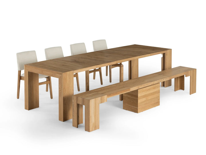 Transformer Table Extendable Wooden Dining Bench