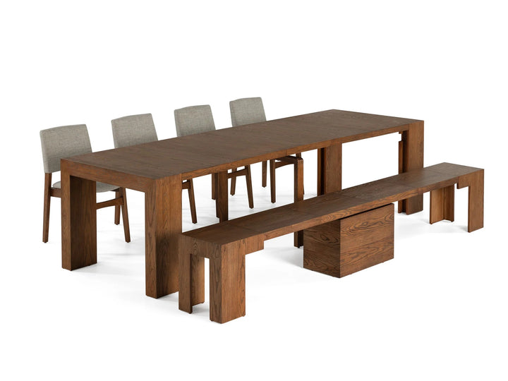 Transformer Table Extendable Wooden Dining Bench