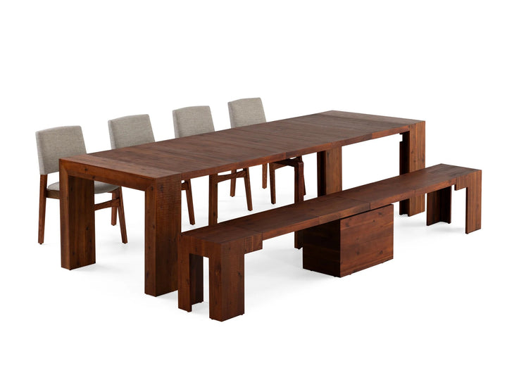 Transformer Table Extendable Wooden Dining Bench
