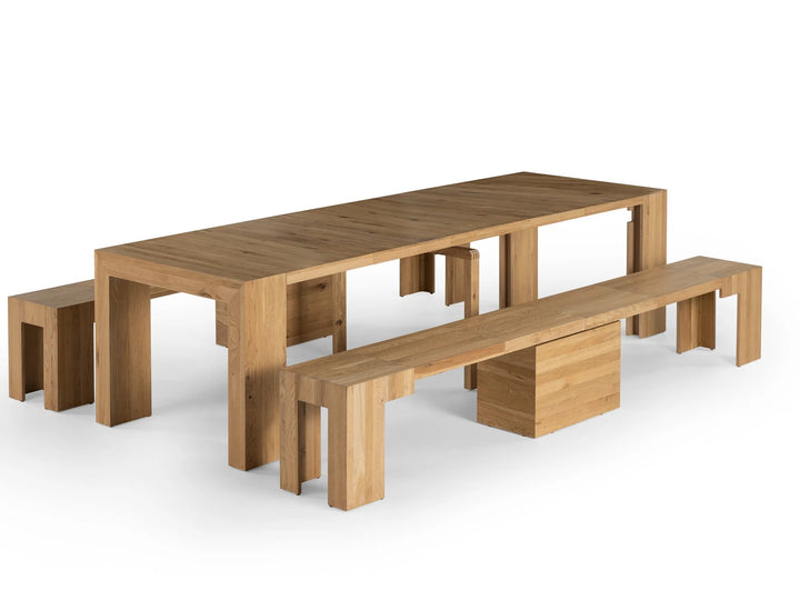 Transformer Table Extendable Wooden Dining Bench