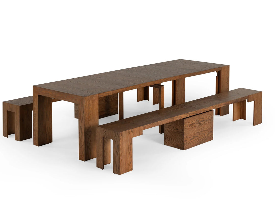 Transformer Table Extendable Wooden Dining Bench