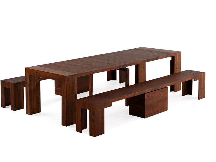 Transformer Table Extendable Wooden Dining Bench