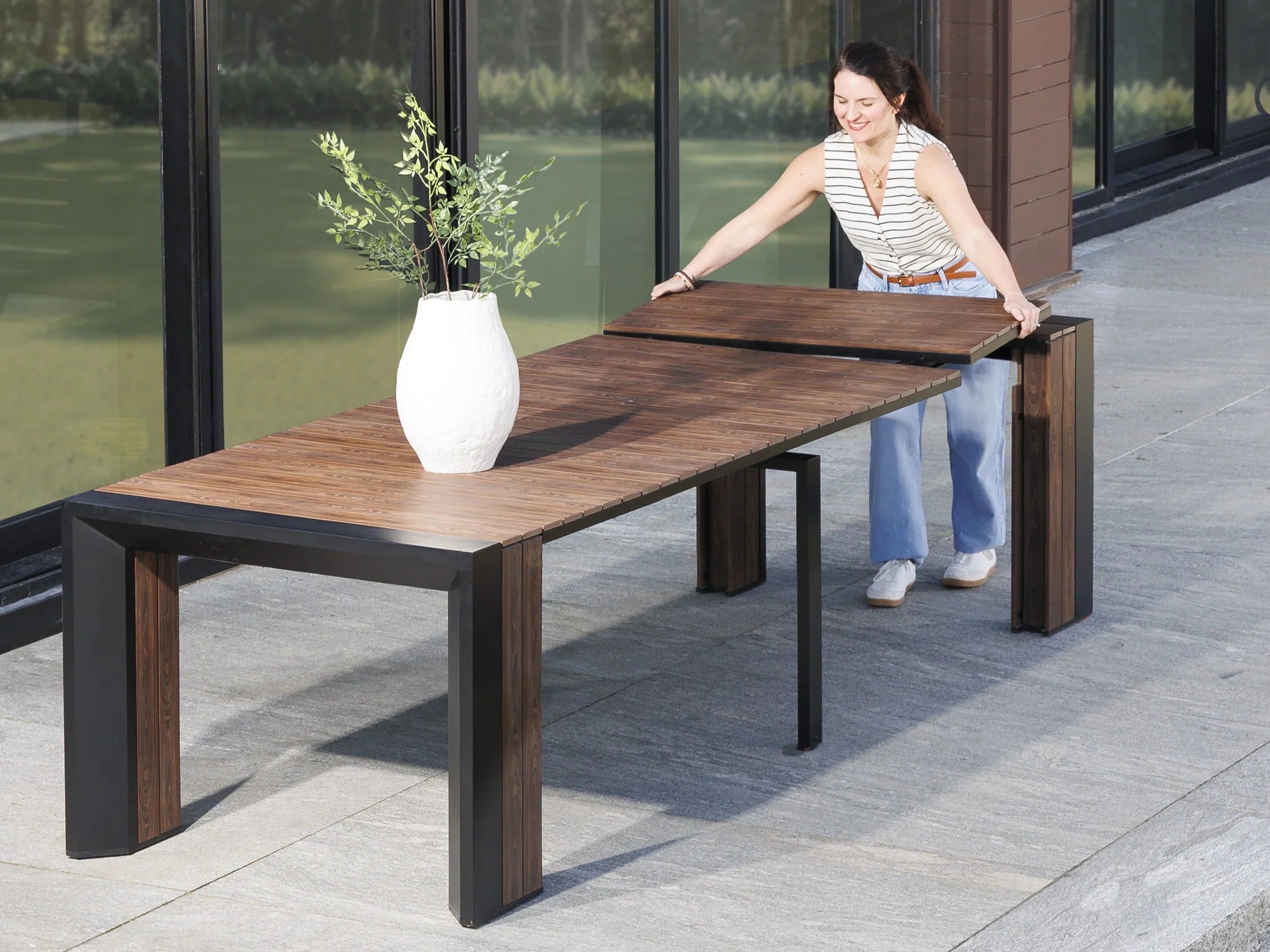 Transformer Table Extendable Rectangular Outdoor Dining Table (12