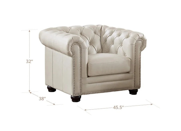 Aliso Leather Chair With Rolled Arms