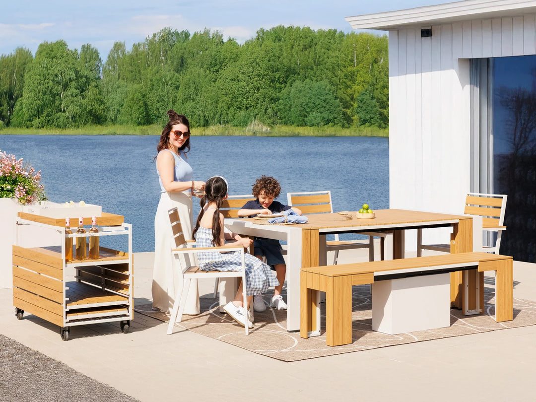 Transformer Table Patio Outdoor Wooden Chair