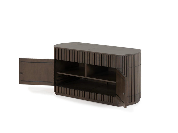 Transformer Table Round Side Board With Panel Storage