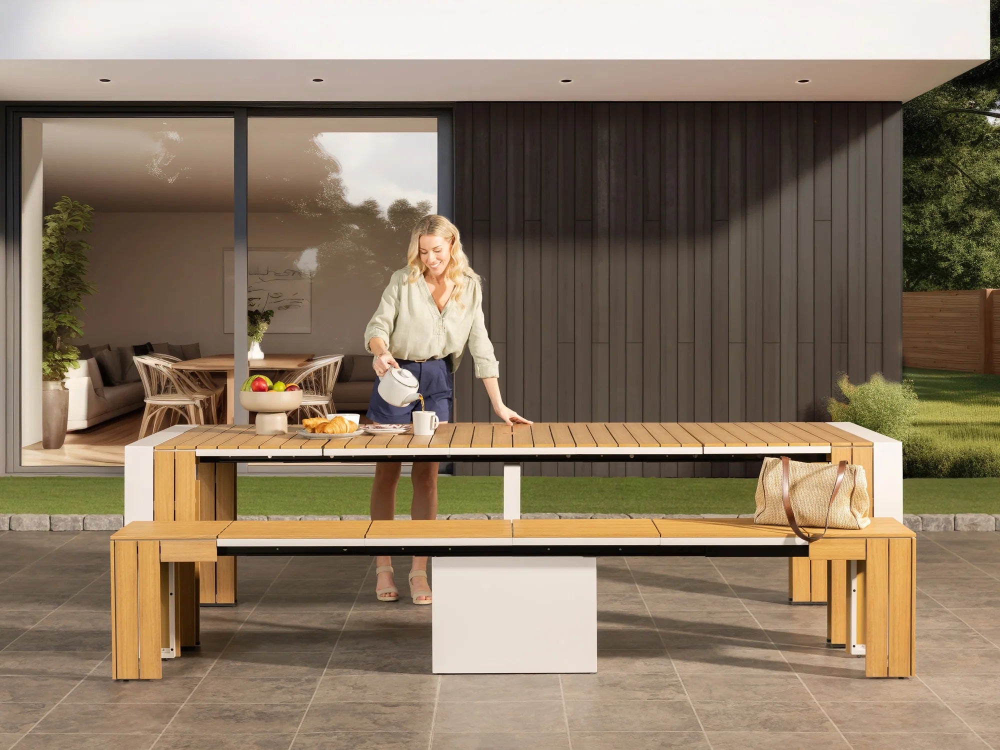 Transformer Table Extendable Wooden Outdoor Bench – Jennifer Furniture