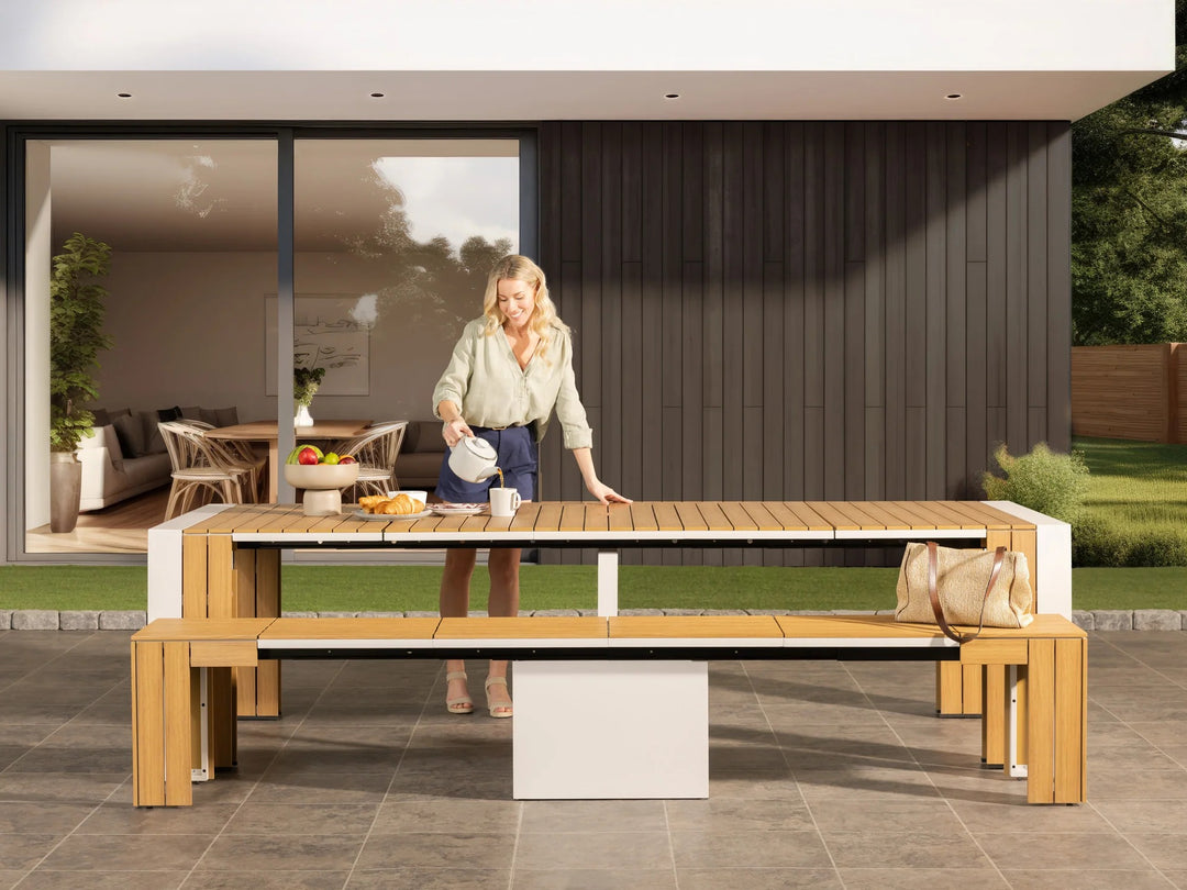 Transformer Table Extendable Wooden Outdoor Bench