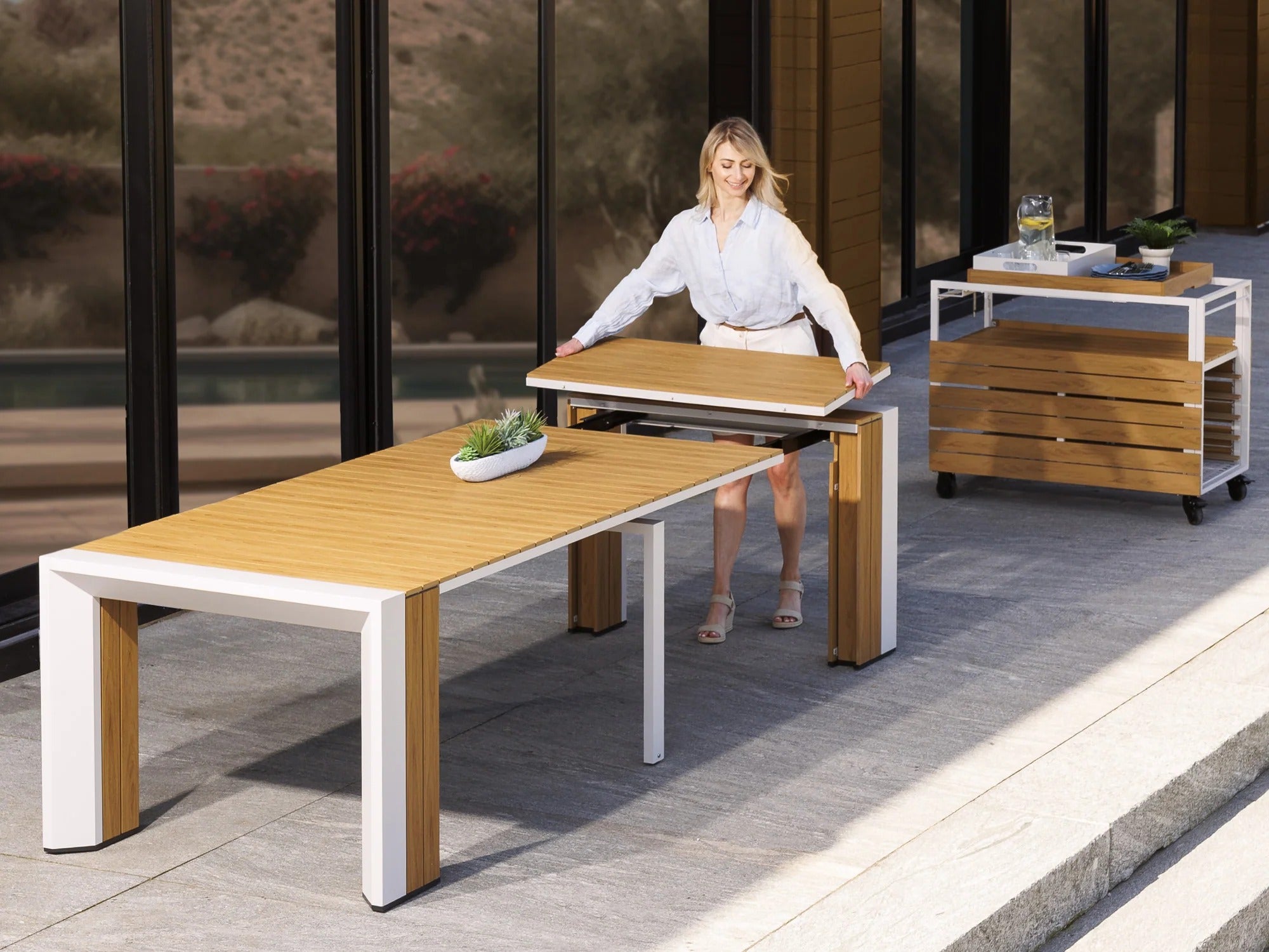 Transformer Table Extendable Rectangular Outdoor Dining Table (12