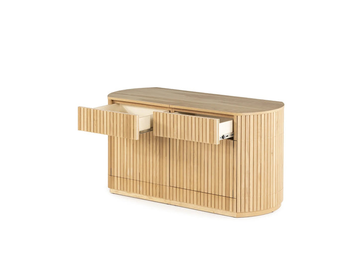 Transformer Table Round Side Board With Panel Storage